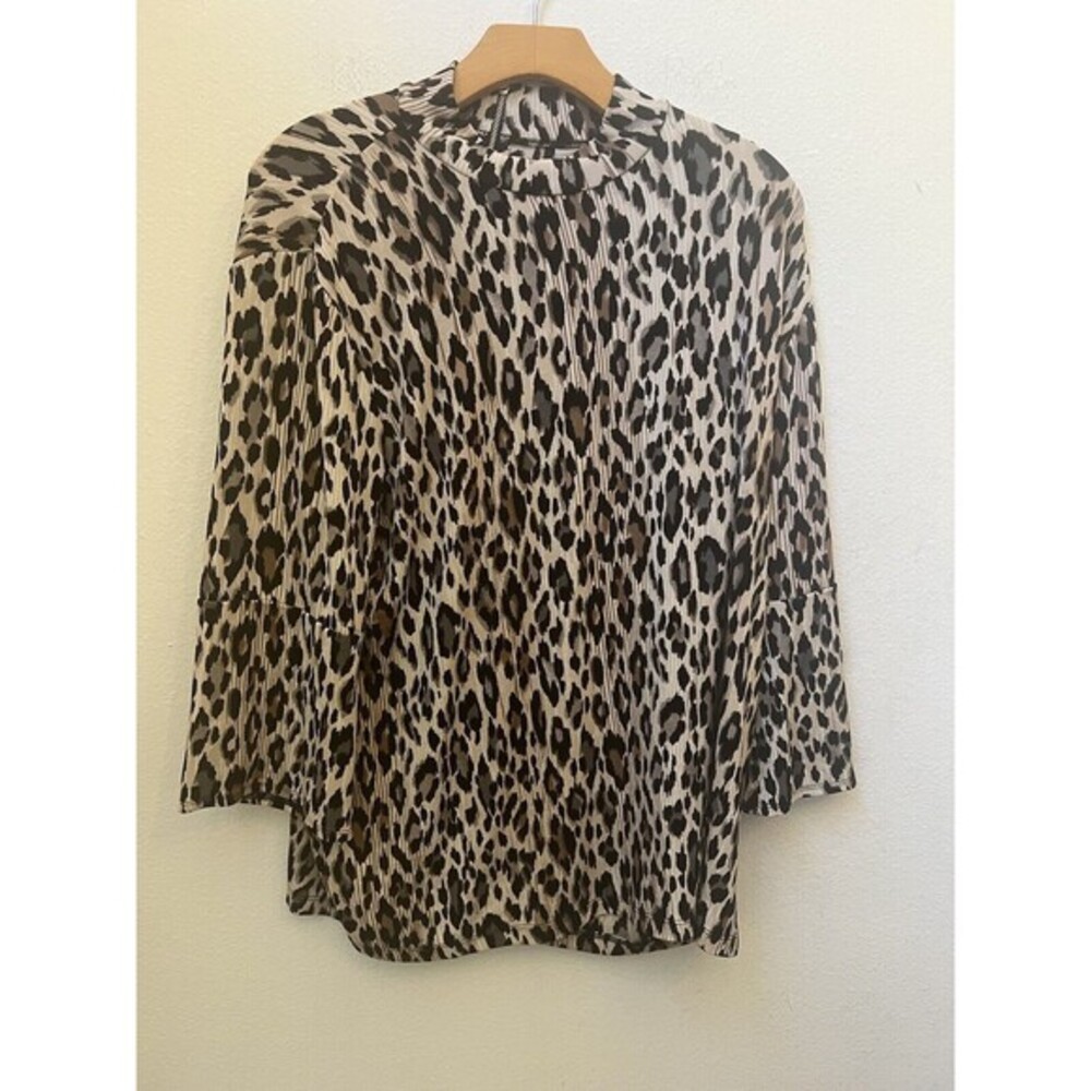 CHICOS TRAVELERS BROWN ANIMAL PRINT SWEATER SIZE 3P (S1)